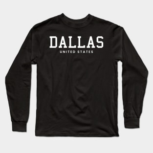 Dallas Texas United States Vintage Minimalist Dallas Texas State Name Sport Design Tees Long Sleeve T-Shirt